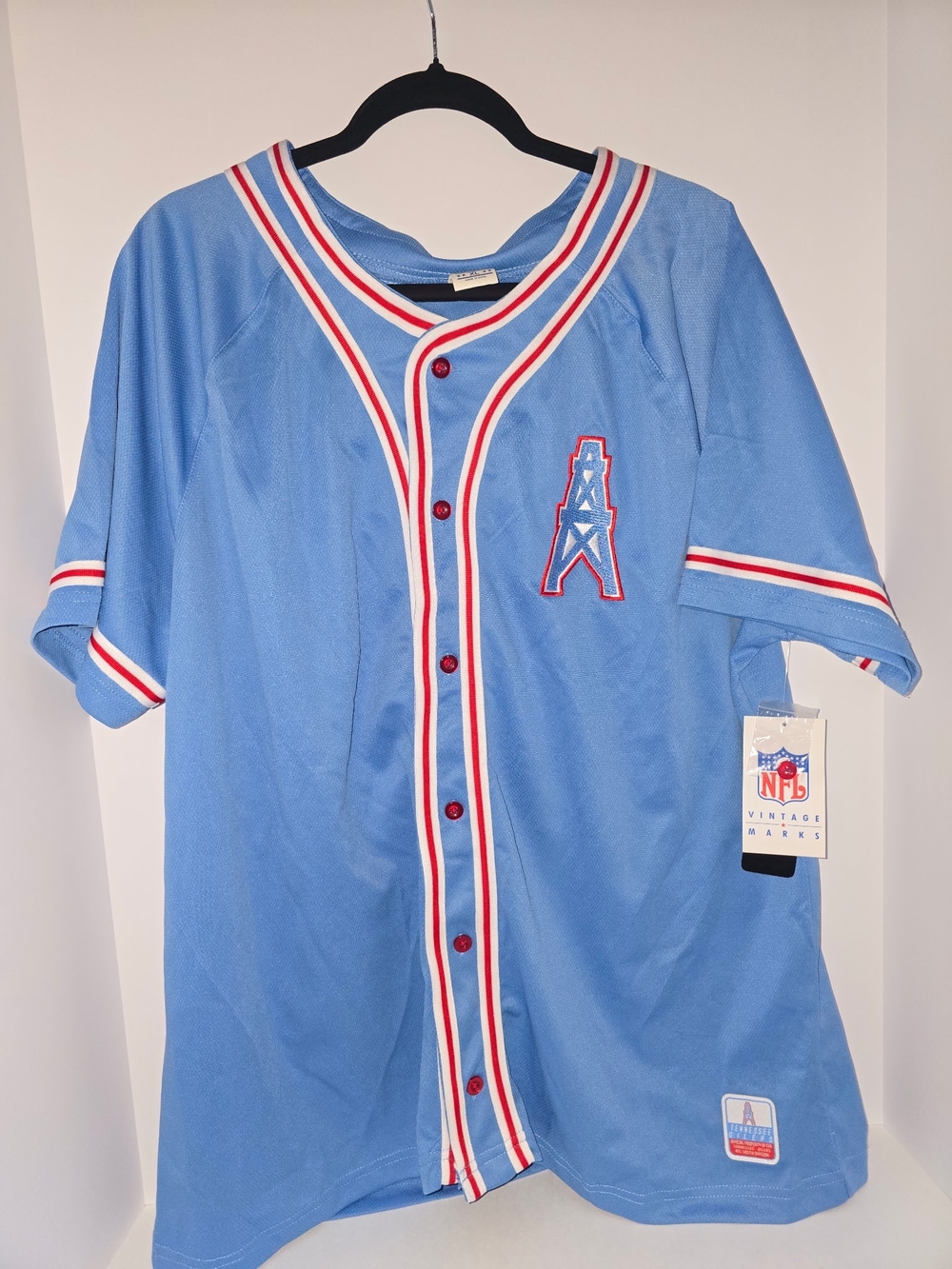 NFL Mens Baseball-Style Ten 60 Tennessee Oilers Vintage Marks Jersey XL